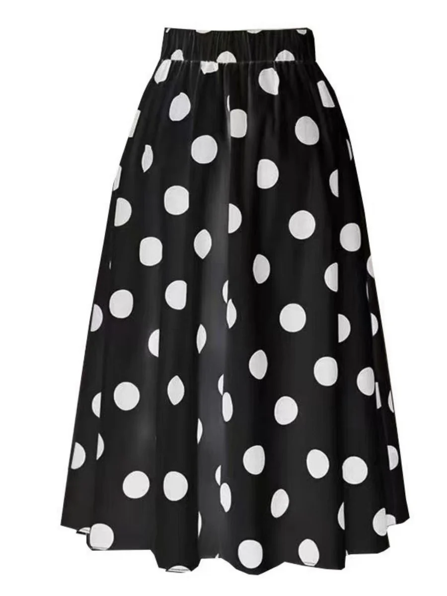 Black And White Color-blocked One-piece Swimsuit With Polka Dot Sun Protection Maxi Dress Two-piece Set - Image 10