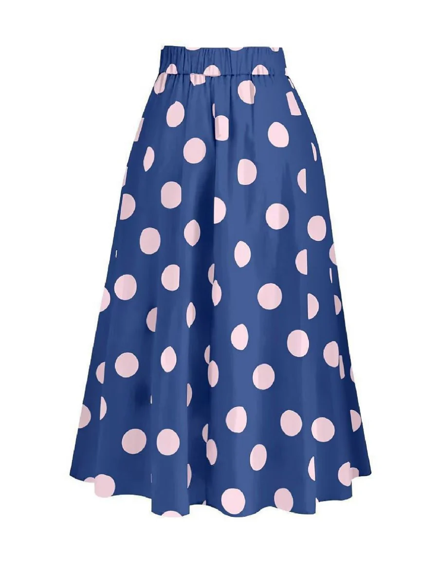 Black And White Color-blocked One-piece Swimsuit With Polka Dot Sun Protection Maxi Dress Two-piece Set - Image 13