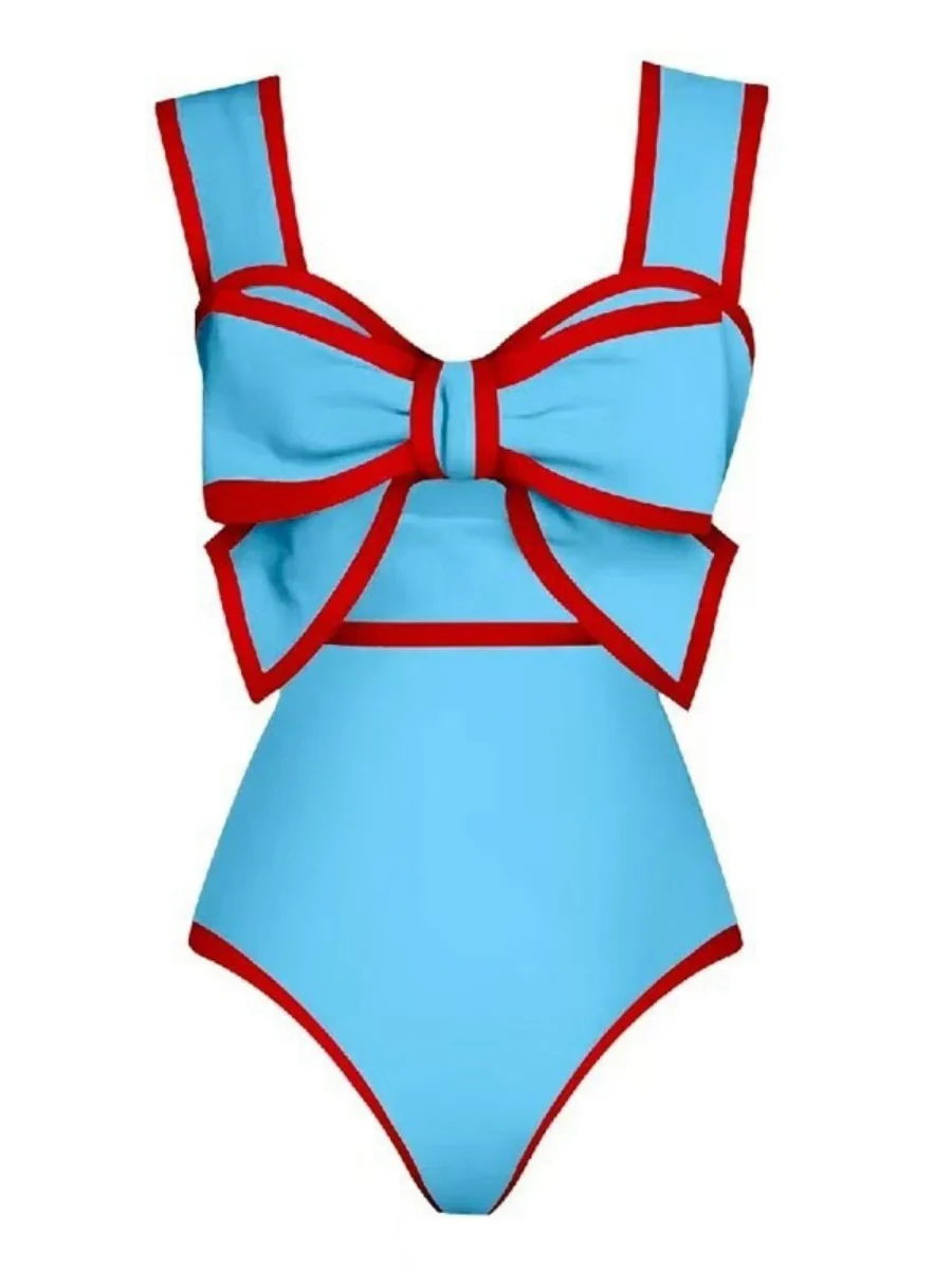 Black And White Color-blocked One-piece Swimsuit With Polka Dot Sun Protection Maxi Dress Two-piece Set - Image 15