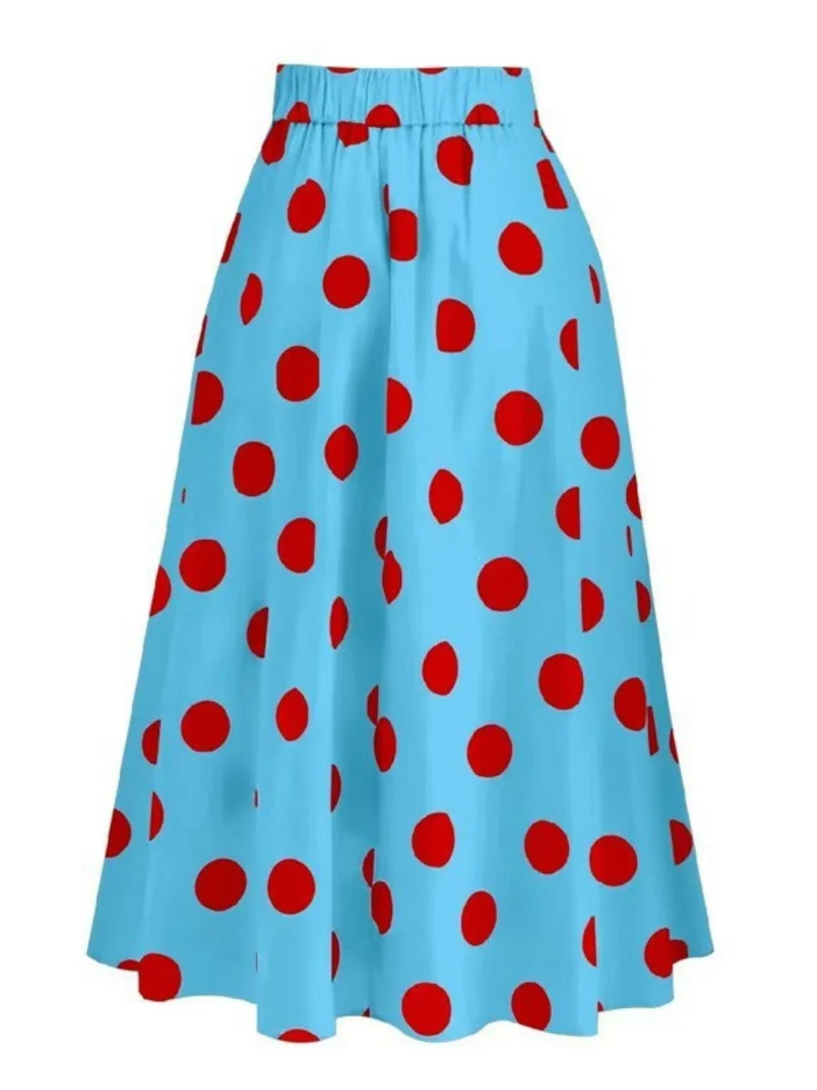 Black And White Color-blocked One-piece Swimsuit With Polka Dot Sun Protection Maxi Dress Two-piece Set - Image 16