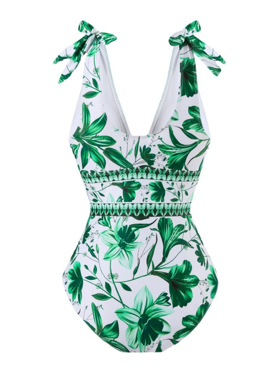 Blue And White Porcelain Print One-piece Slimming And Figure-flattering Long Swimsuit And Sun Protection Dress Two-piece Set - Image 12