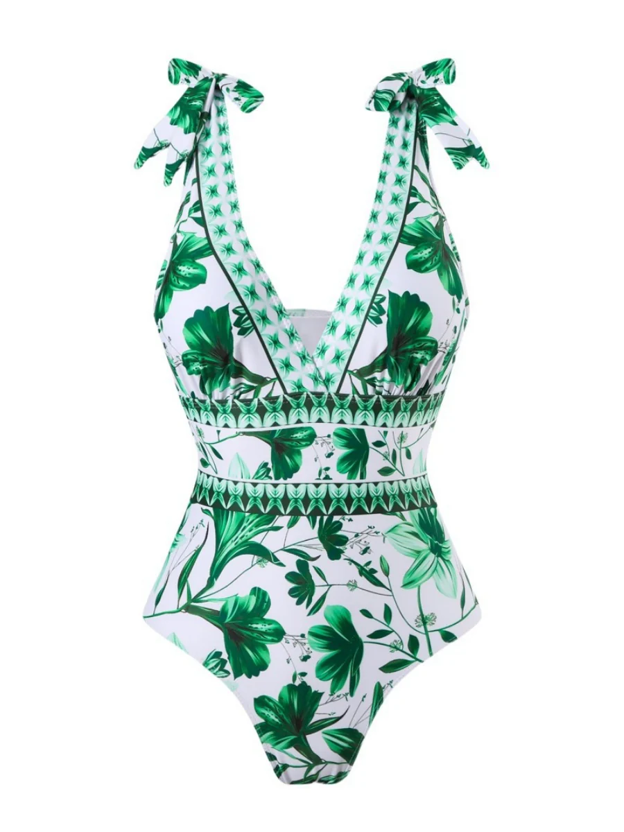 Blue And White Porcelain Print One-piece Slimming And Figure-flattering Long Swimsuit And Sun Protection Dress Two-piece Set - Image 14