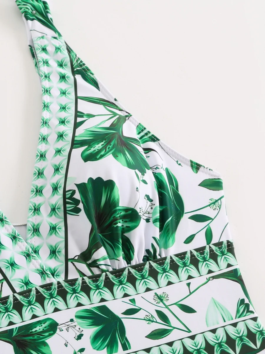 Blue And White Porcelain Print One-piece Slimming And Figure-flattering Long Swimsuit And Sun Protection Dress Two-piece Set - Image 15
