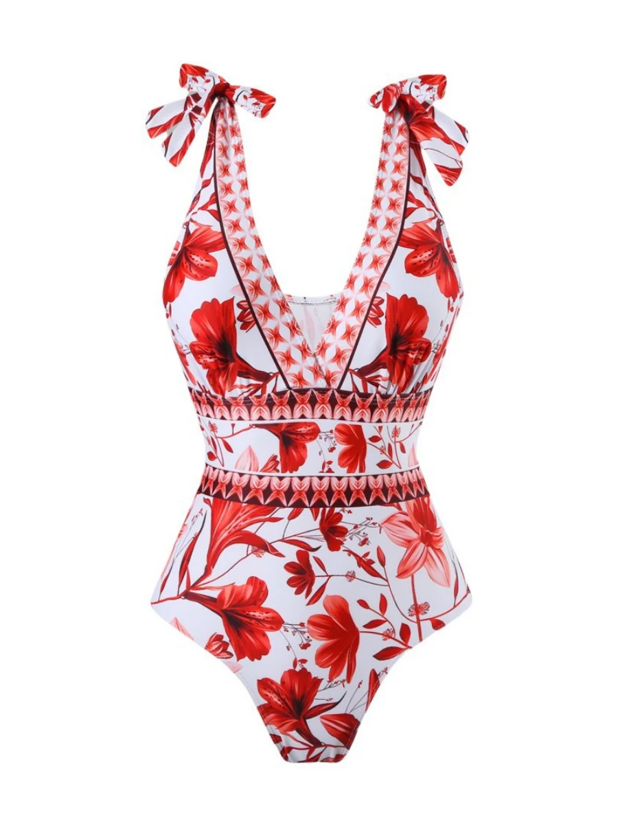 Blue And White Porcelain Print One-piece Slimming And Figure-flattering Long Swimsuit And Sun Protection Dress Two-piece Set - Image 26