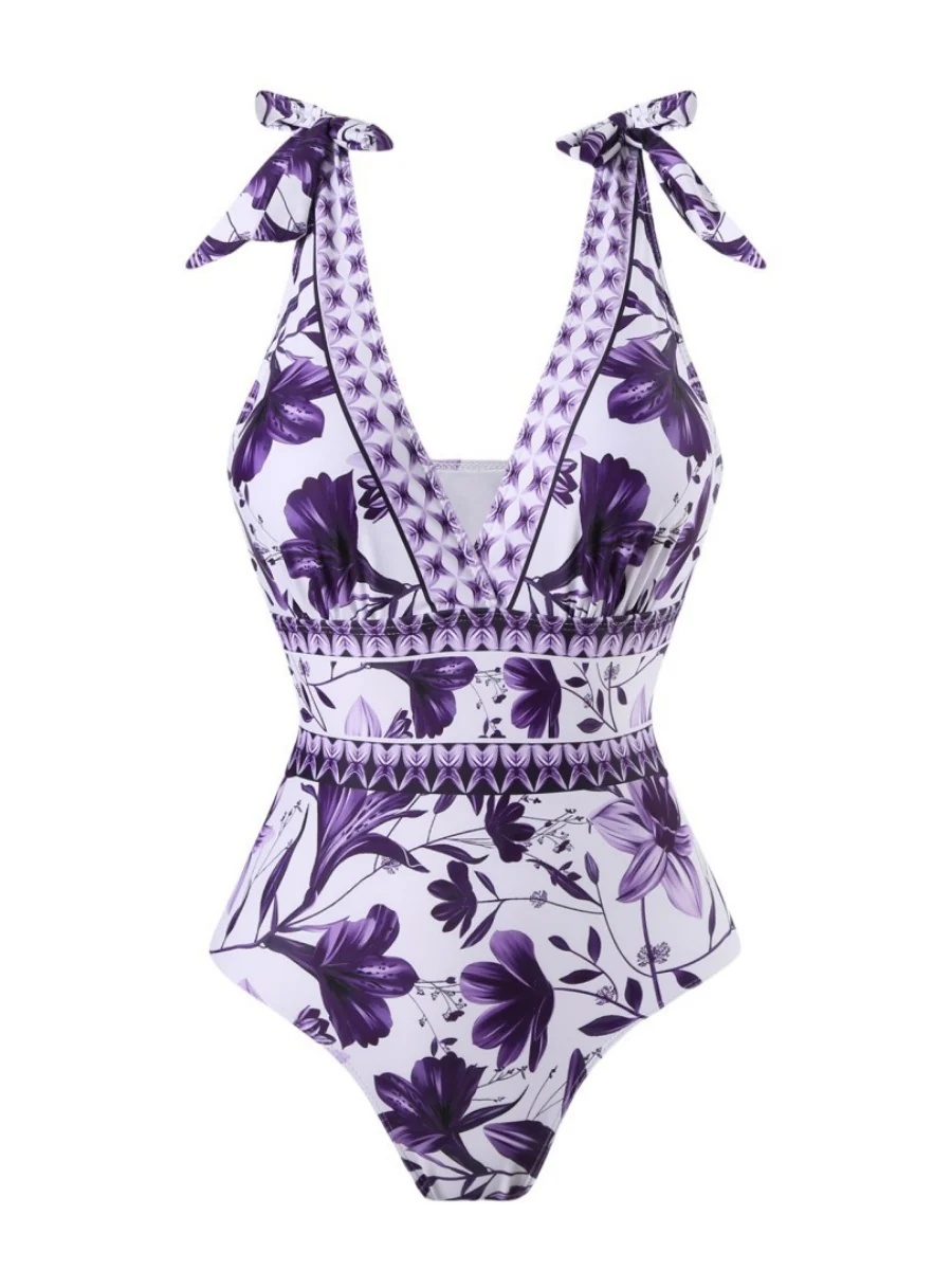 Blue And White Porcelain Print One-piece Slimming And Figure-flattering Long Swimsuit And Sun Protection Dress Two-piece Set - Image 32