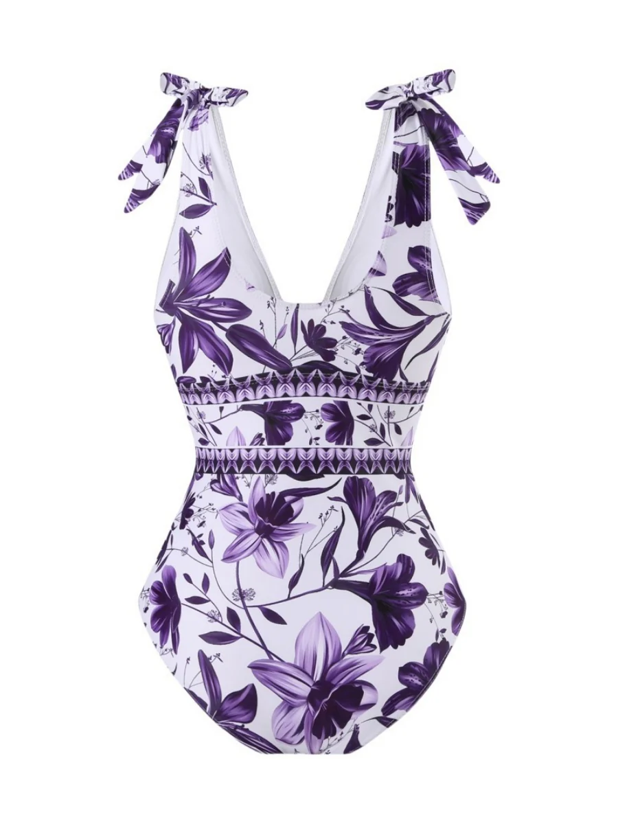 Blue And White Porcelain Print One-piece Slimming And Figure-flattering Long Swimsuit And Sun Protection Dress Two-piece Set - Image 34