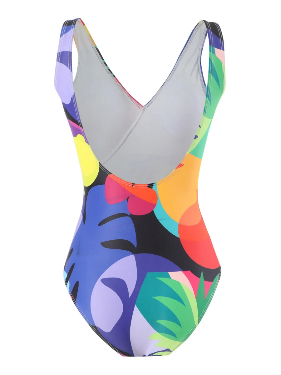 One-piece Swimsuit With Cross-over Print, Revealing Backpack And Hip-revealing Long Skirt (two-piece Set) - Image 12