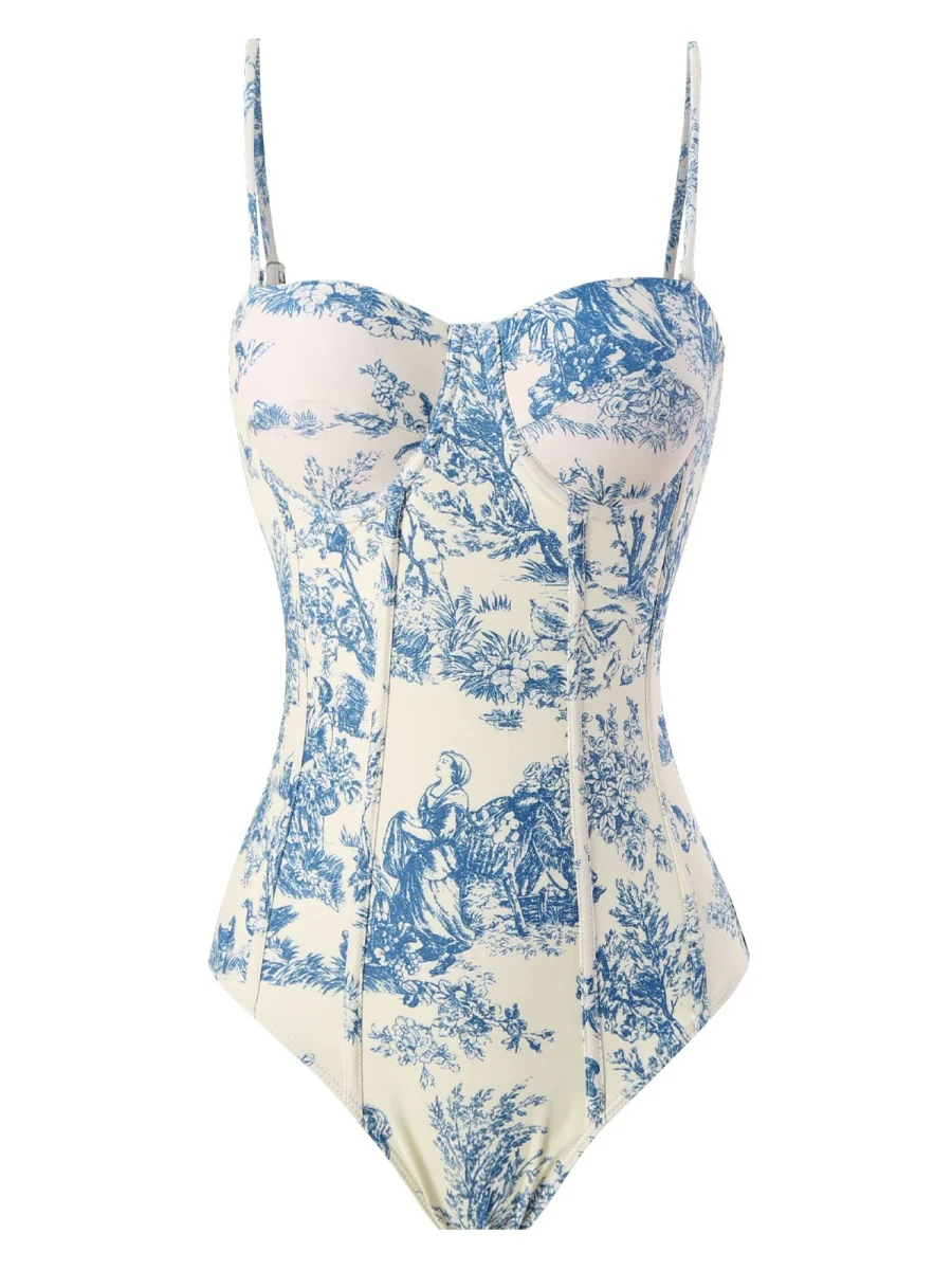One-piece Swimsuit, Tight-fitting And Slimming, Retro-style Strappy - Image 2