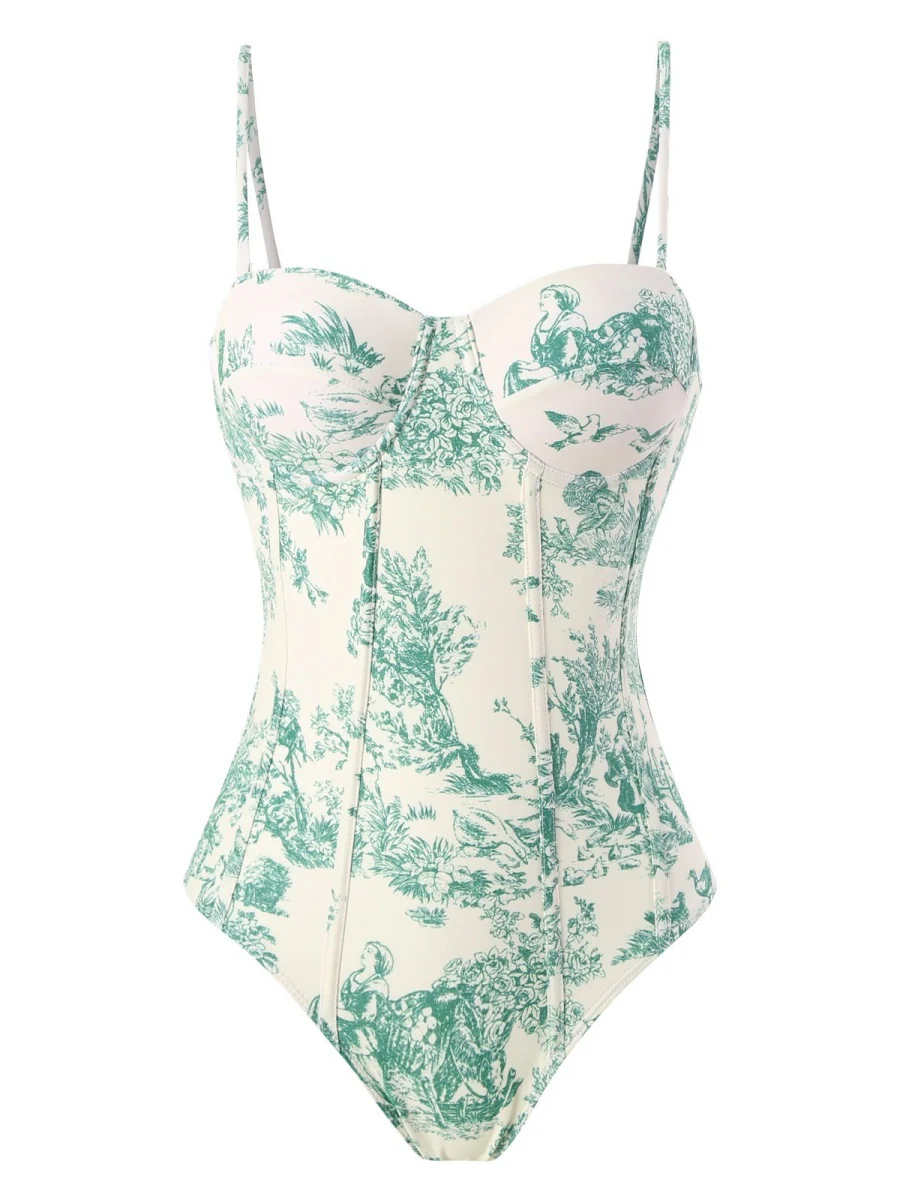 One-piece Swimsuit, Tight-fitting And Slimming, Retro-style Strappy - Image 21