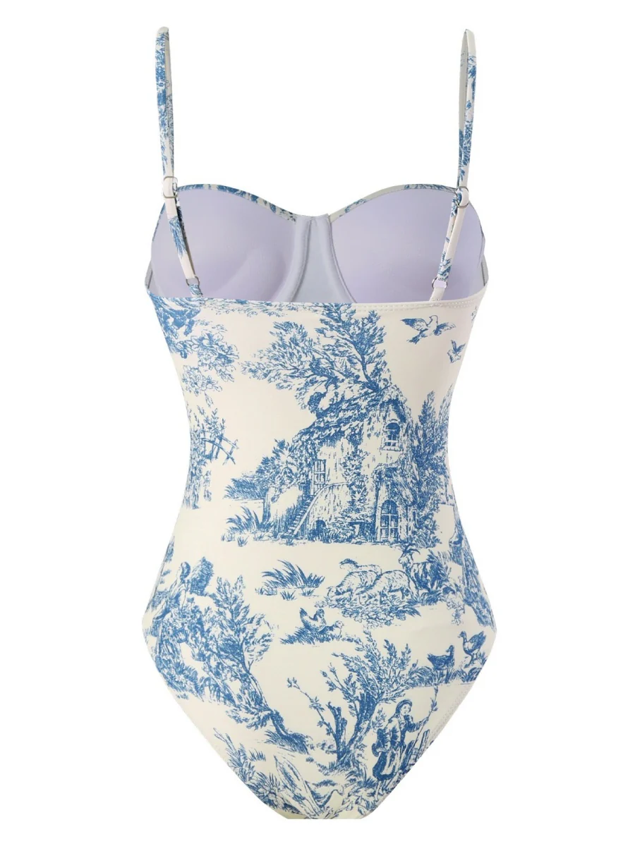 One-piece Swimsuit, Tight-fitting And Slimming, Retro-style Strappy - Image 3