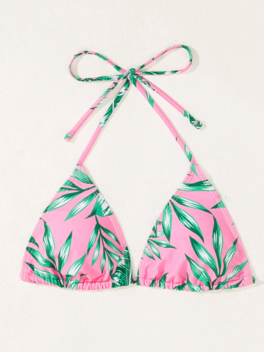 Leaf Print Waist-cinching Tie Long-sleeved Sun Protection Bikini Three-Piece Set - Image 14