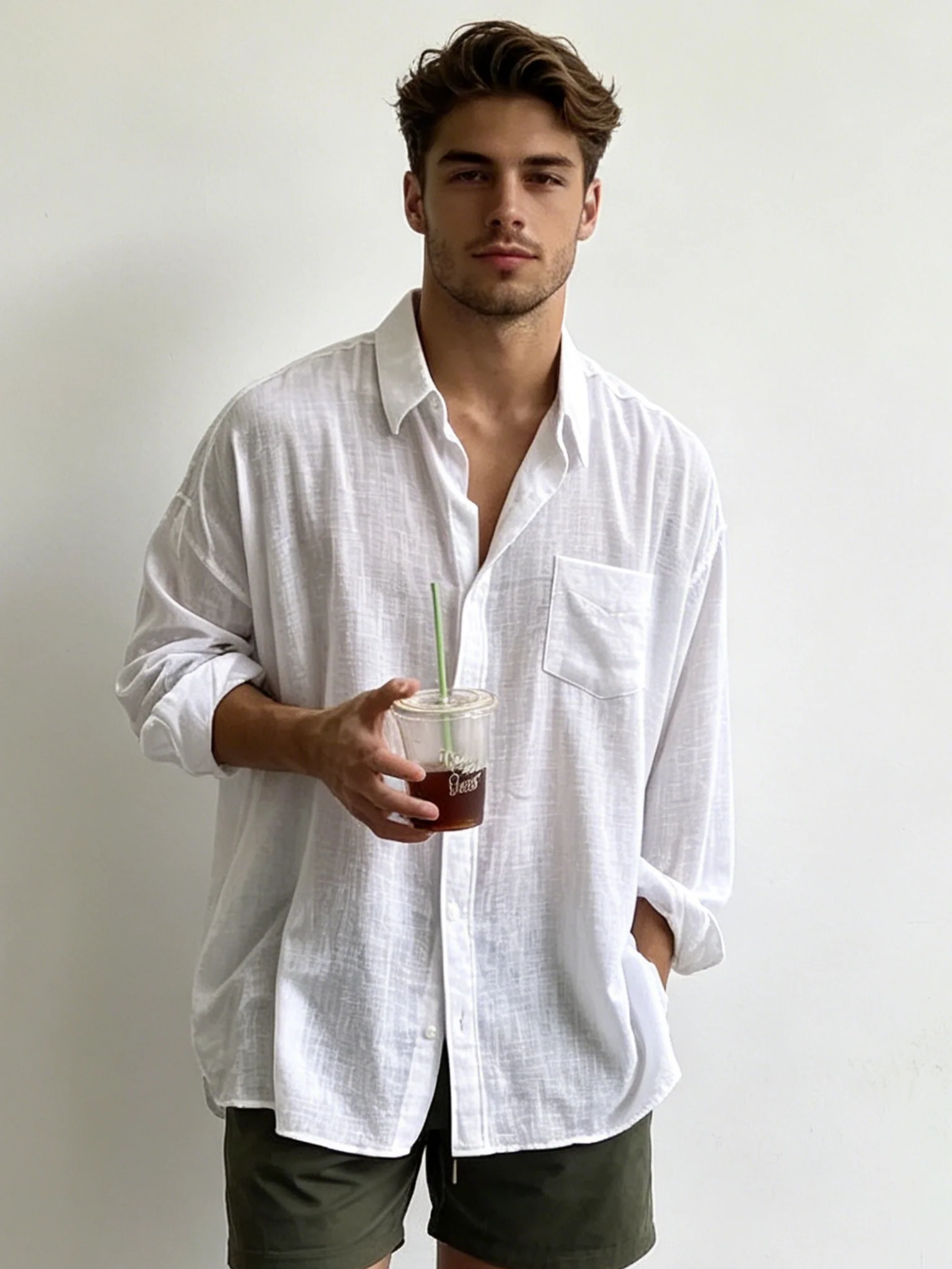 Cotton And Linen Breathable Loose-fit Lightweight Sunscreen Shirts