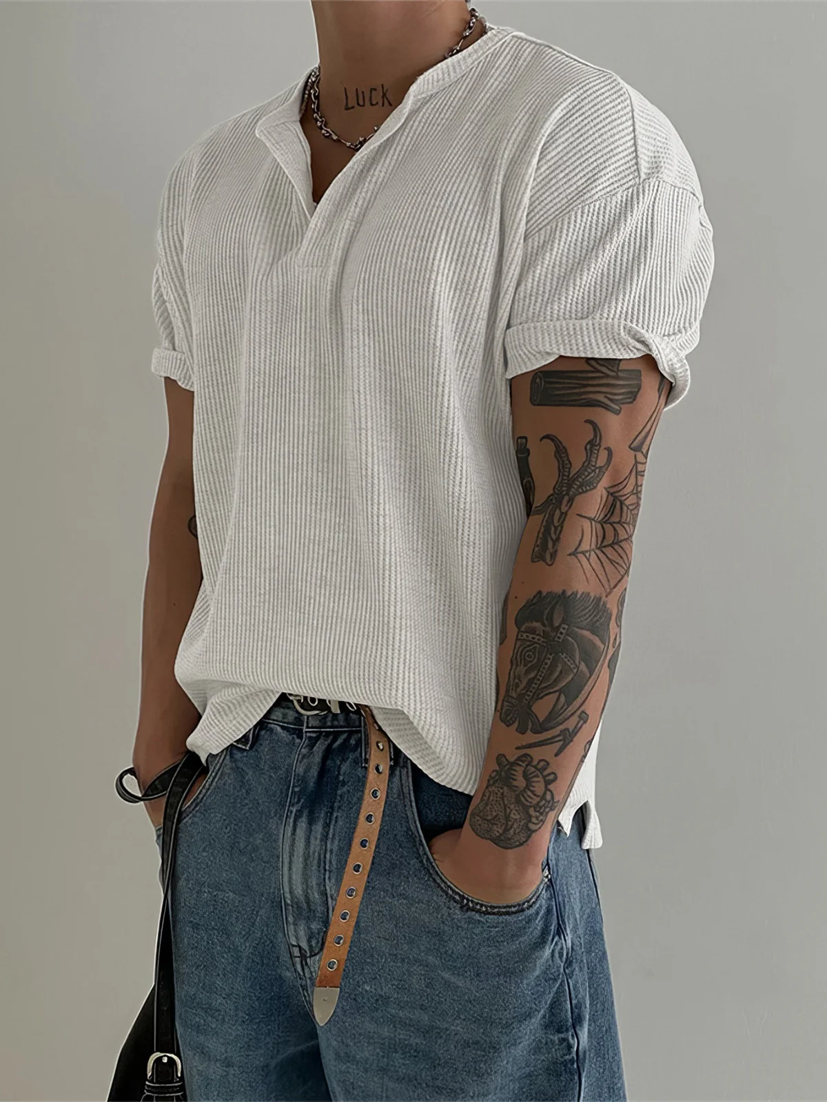 Henry Collar Simplicity Lightweight Breathable T-shirts - Image 5
