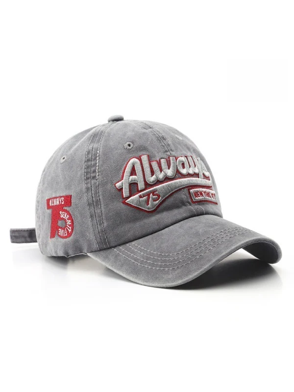 Washed Distressed Letter Embroidery Baseball Caps