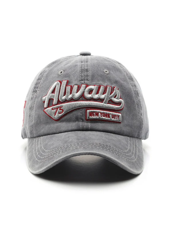 Washed Distressed Letter Embroidery Baseball Caps - Image 2