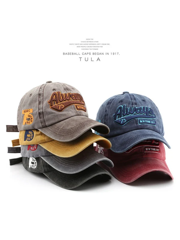 Washed Distressed Letter Embroidery Baseball Caps - Image 4