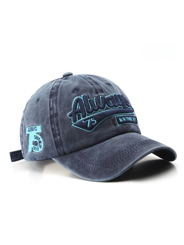 Washed Distressed Letter Embroidery Baseball Caps - Image 5