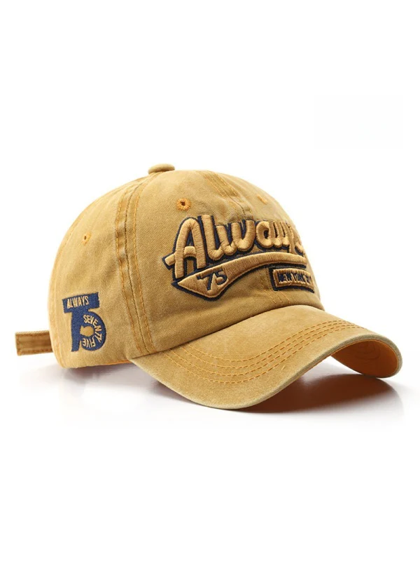 Washed Distressed Letter Embroidery Baseball Caps - Image 7