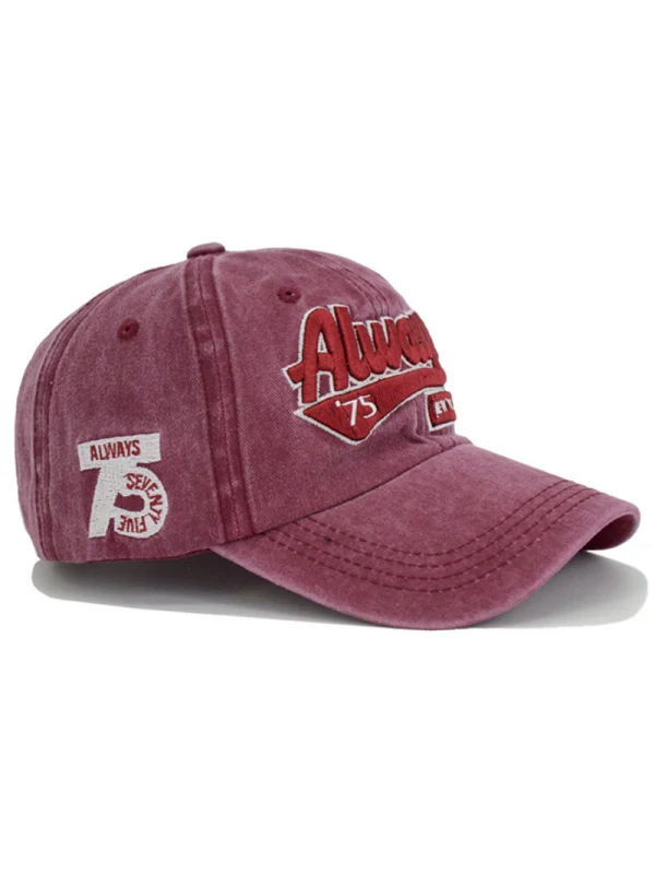Washed Distressed Letter Embroidery Baseball Caps - Image 8