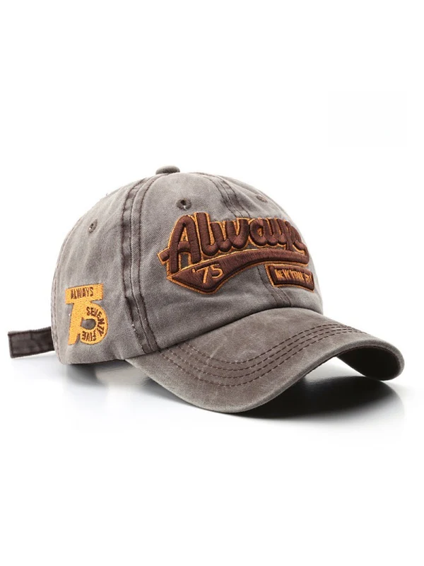 Washed Distressed Letter Embroidery Baseball Caps - Image 9