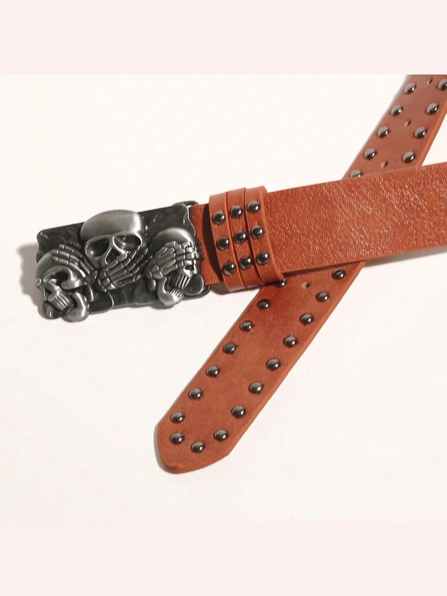 Skull Punk Snap Fasteners Belts - Image 6
