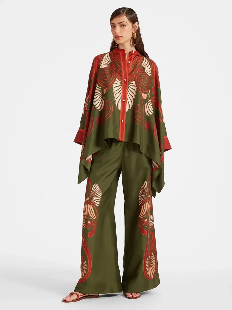 Stand-up Collar Irregular Top And Trousers Two-piece Set - Image 12