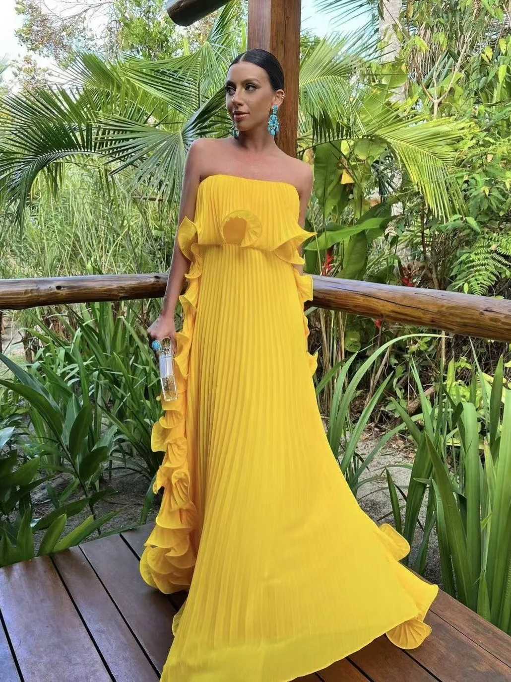 Pleated Strapless Maxi Dress - Image 2