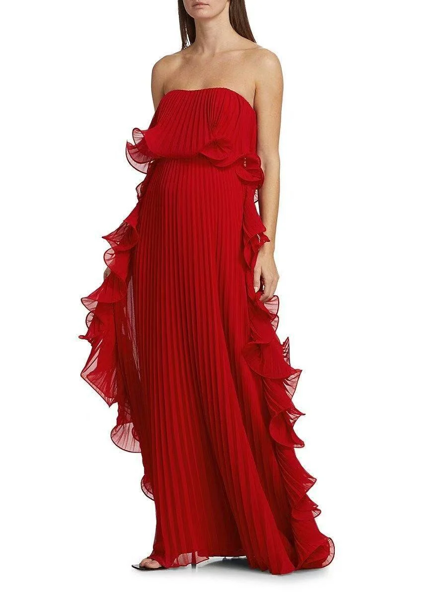 Pleated Strapless Maxi Dress - Image 4