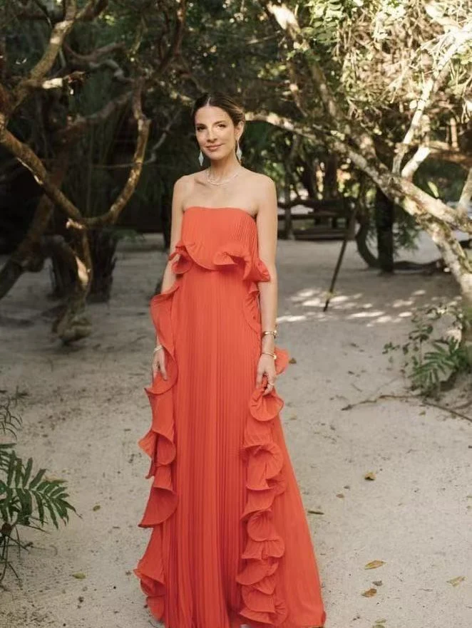 Pleated Strapless Maxi Dress - Image 5