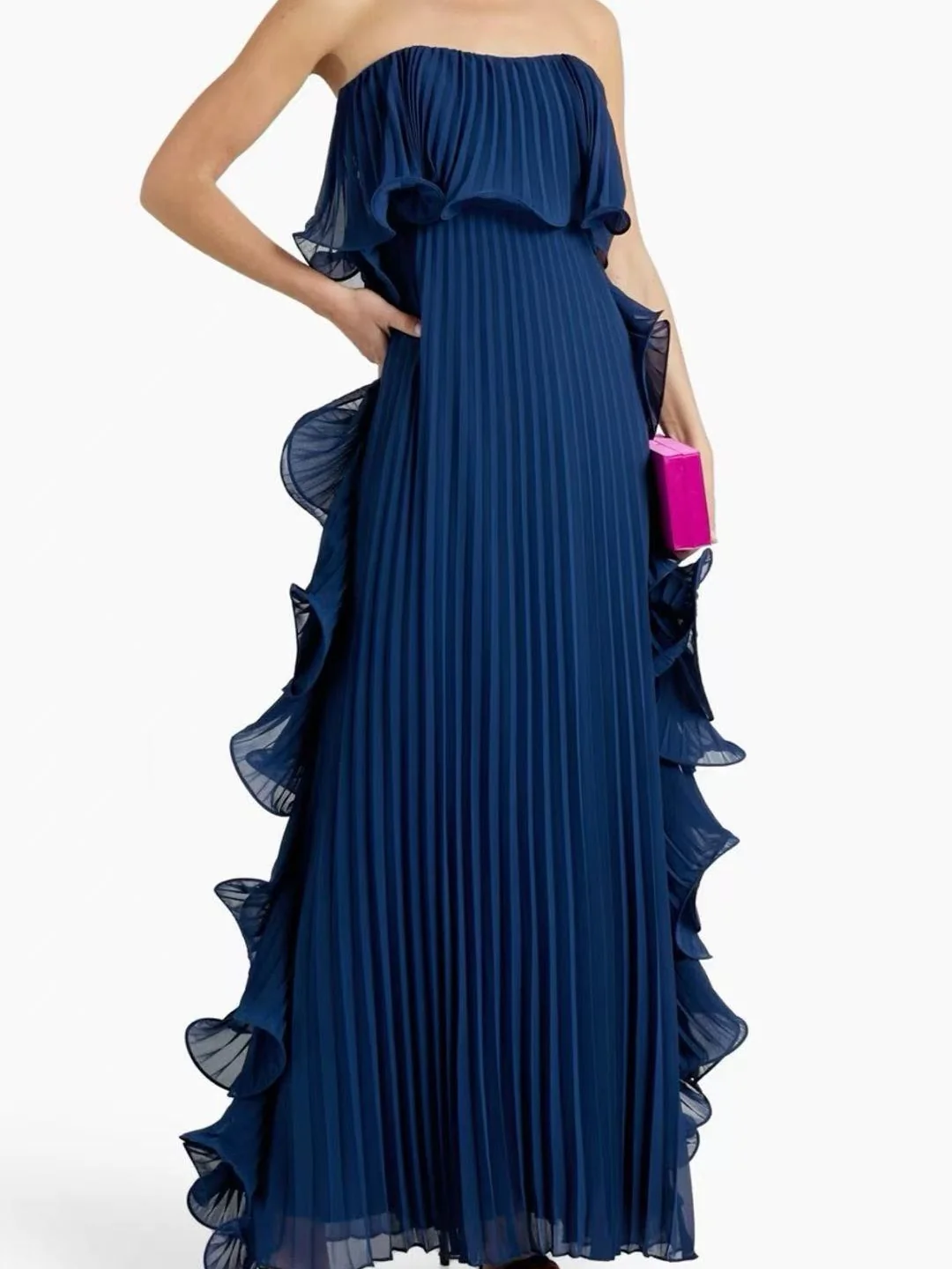 Pleated Strapless Maxi Dress - Image 7
