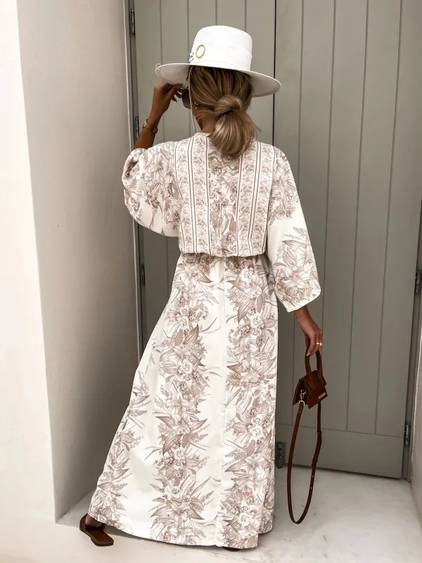 V-neck Short-sleeved Printed Maxi Dress - Image 10