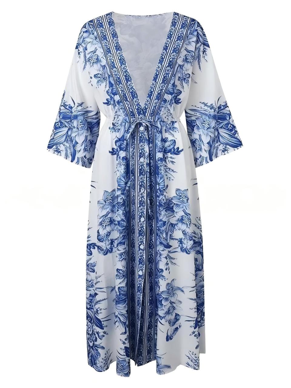 V-neck Short-sleeved Printed Maxi Dress - Image 6