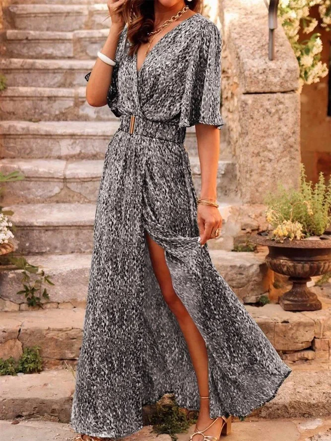 Floral Print Slimming Long Dress - Image 4