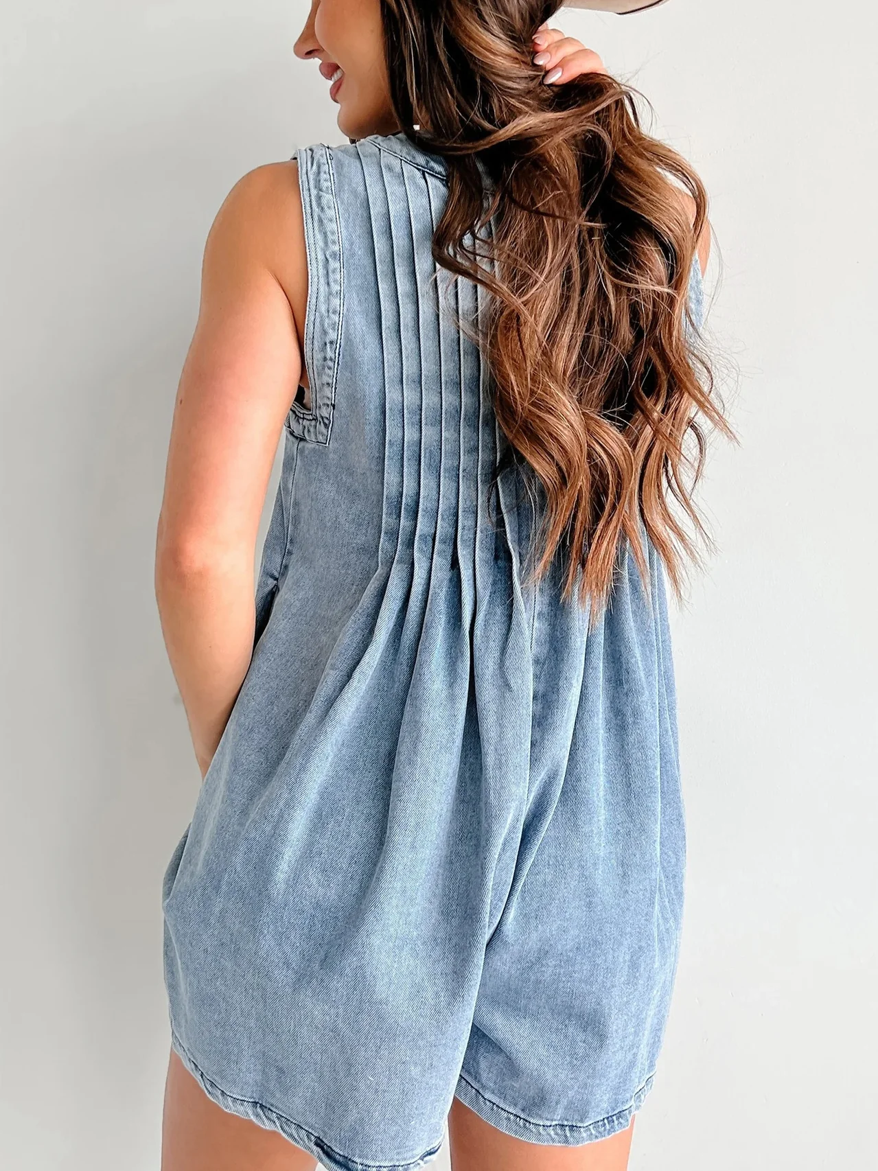 Sleeveless Short-sleeved Denim Jumpsuit - Image 2
