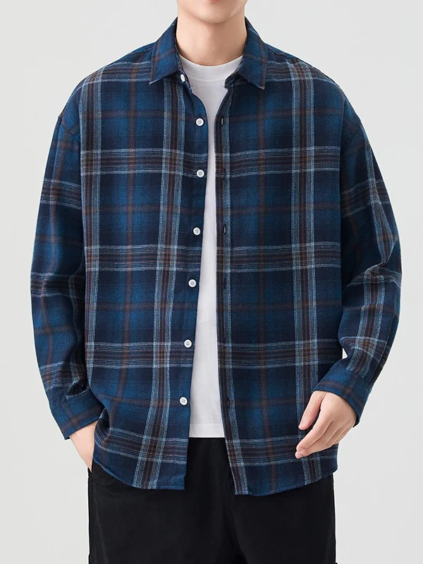 Color Matching Plaid Simplicity Shirts - Image 5