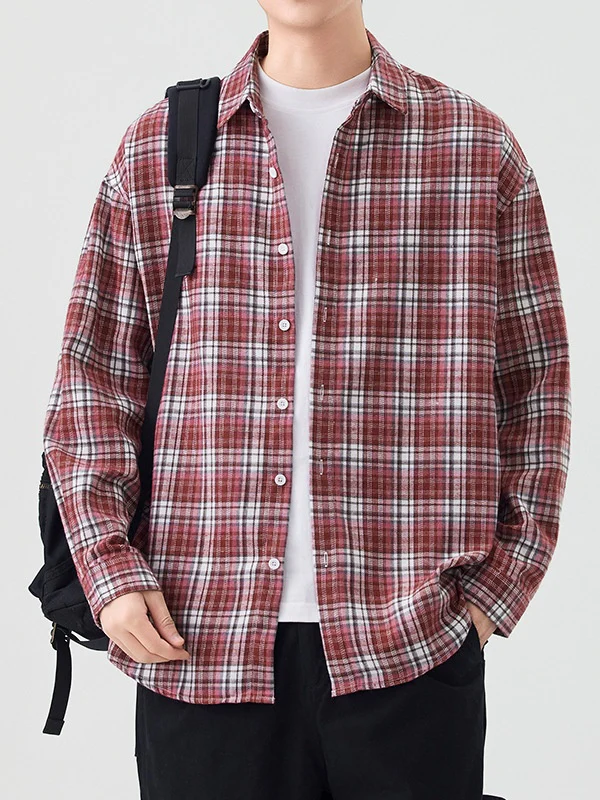 Color Matching Plaid Simplicity Shirts - Image 7