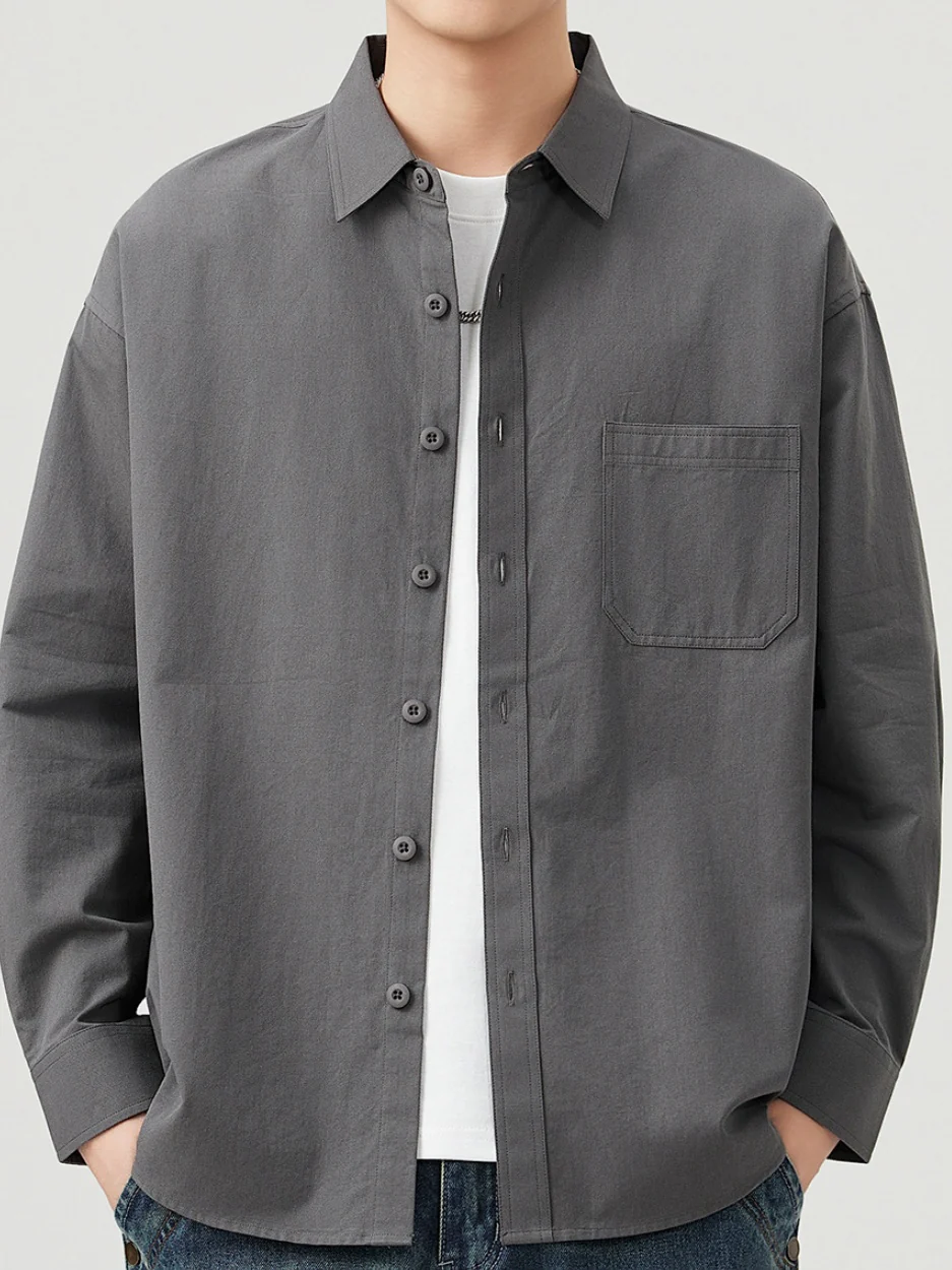 Retro Simplicity Loose-fit Shirts - Image 3