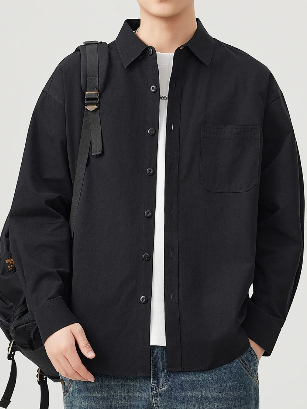 Retro Simplicity Loose-fit Shirts - Image 5