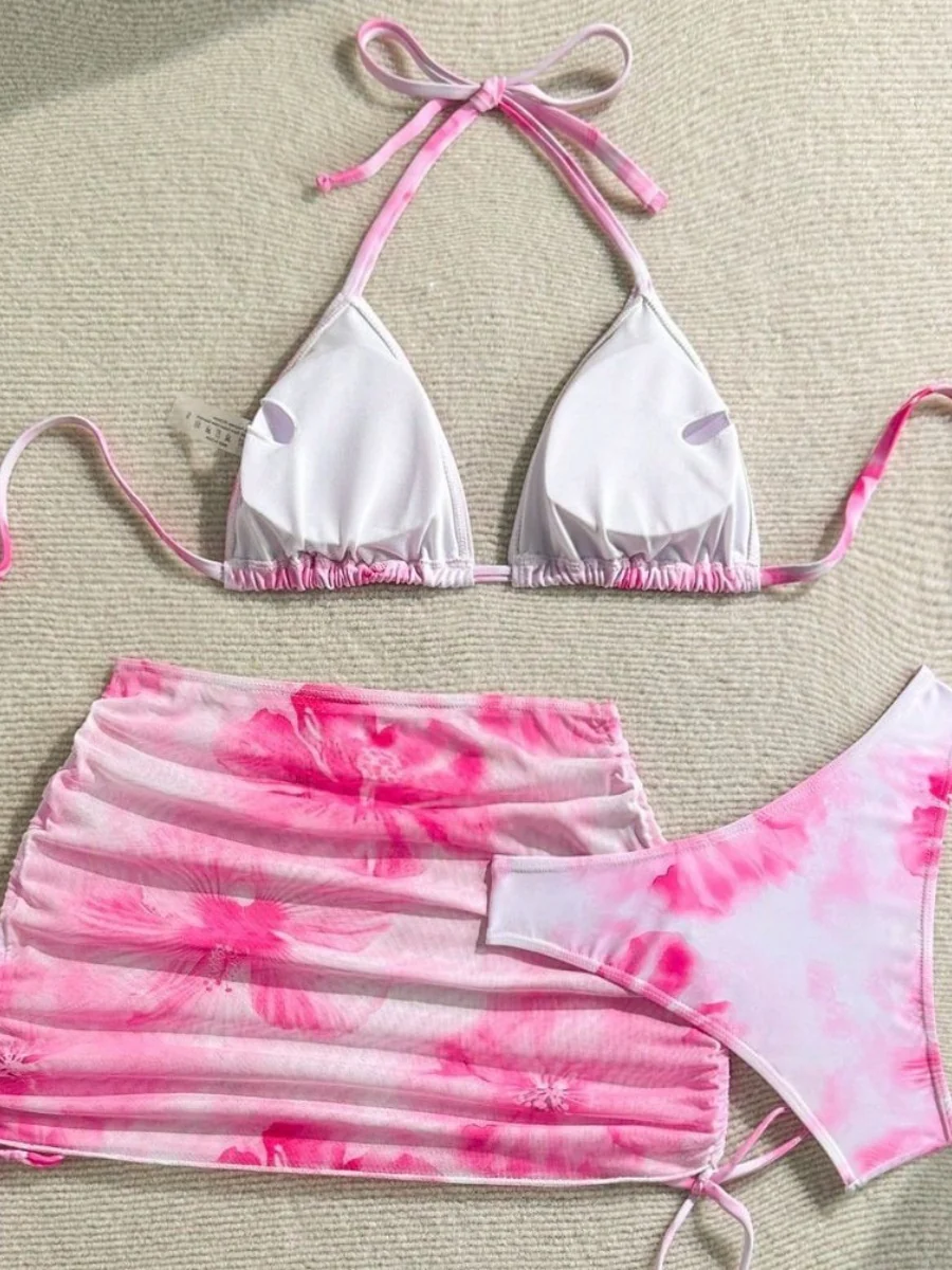 Printed Drawstring Halter Set 3-piece Sets Bikinis - Image 6