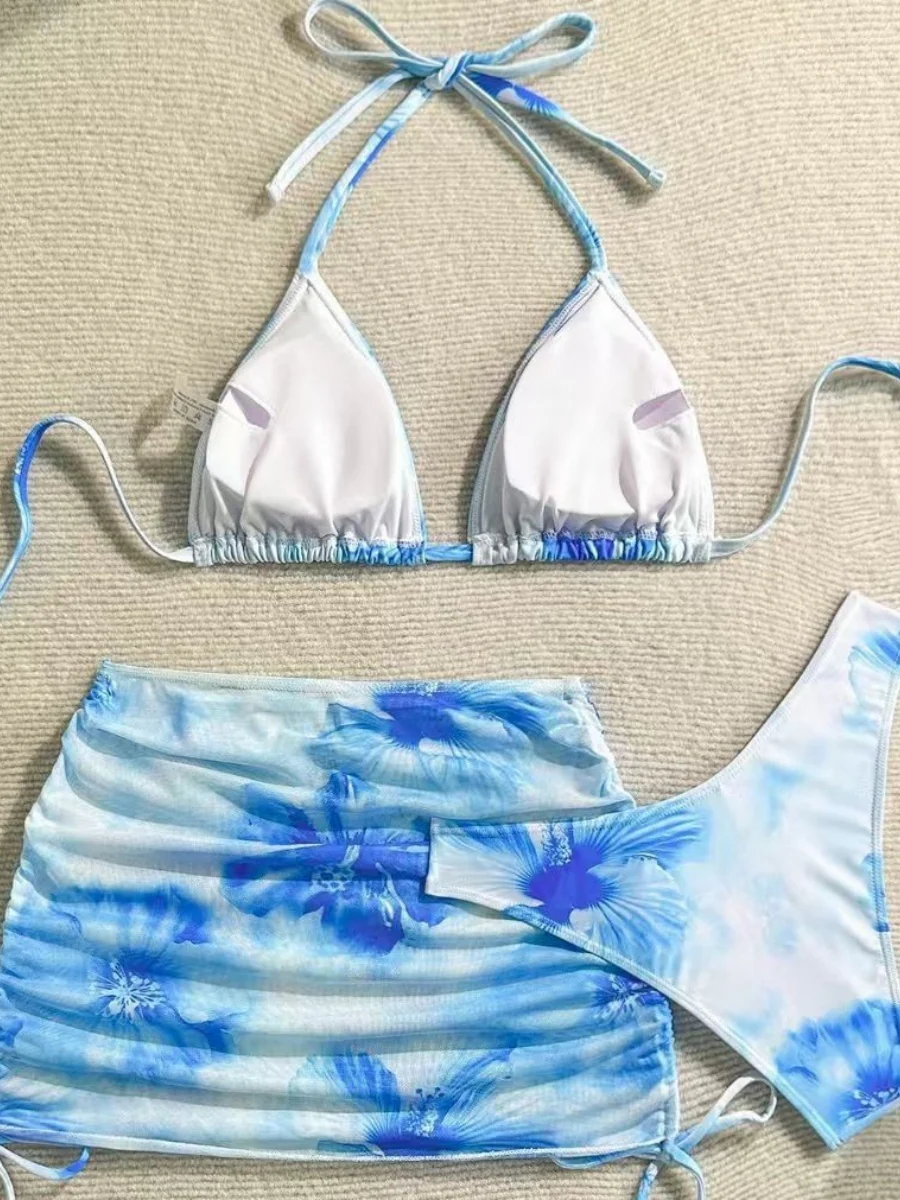 Printed Drawstring Halter Set 3-piece Sets Bikinis - Image 8