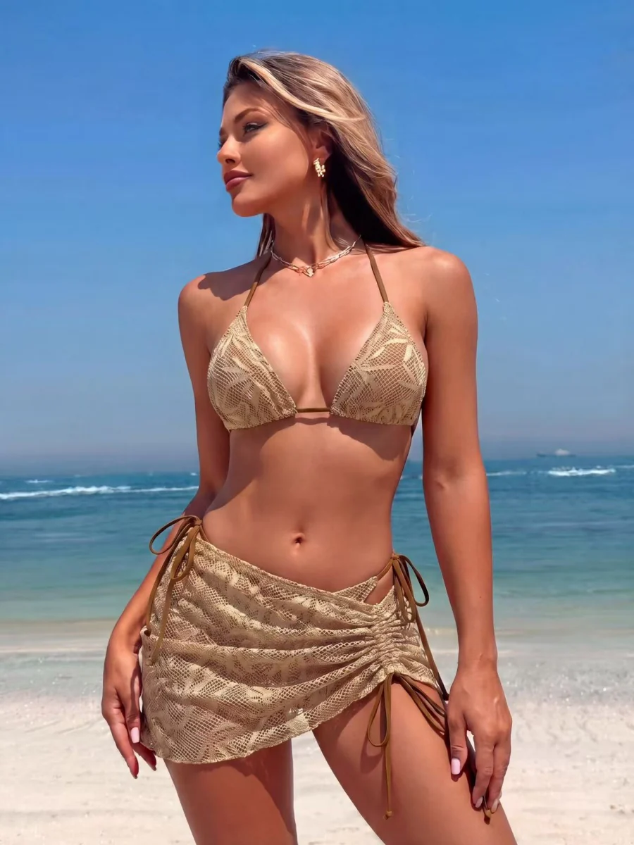 Drawstring Halter Set 3-piece Sets Bikinis - Image 2