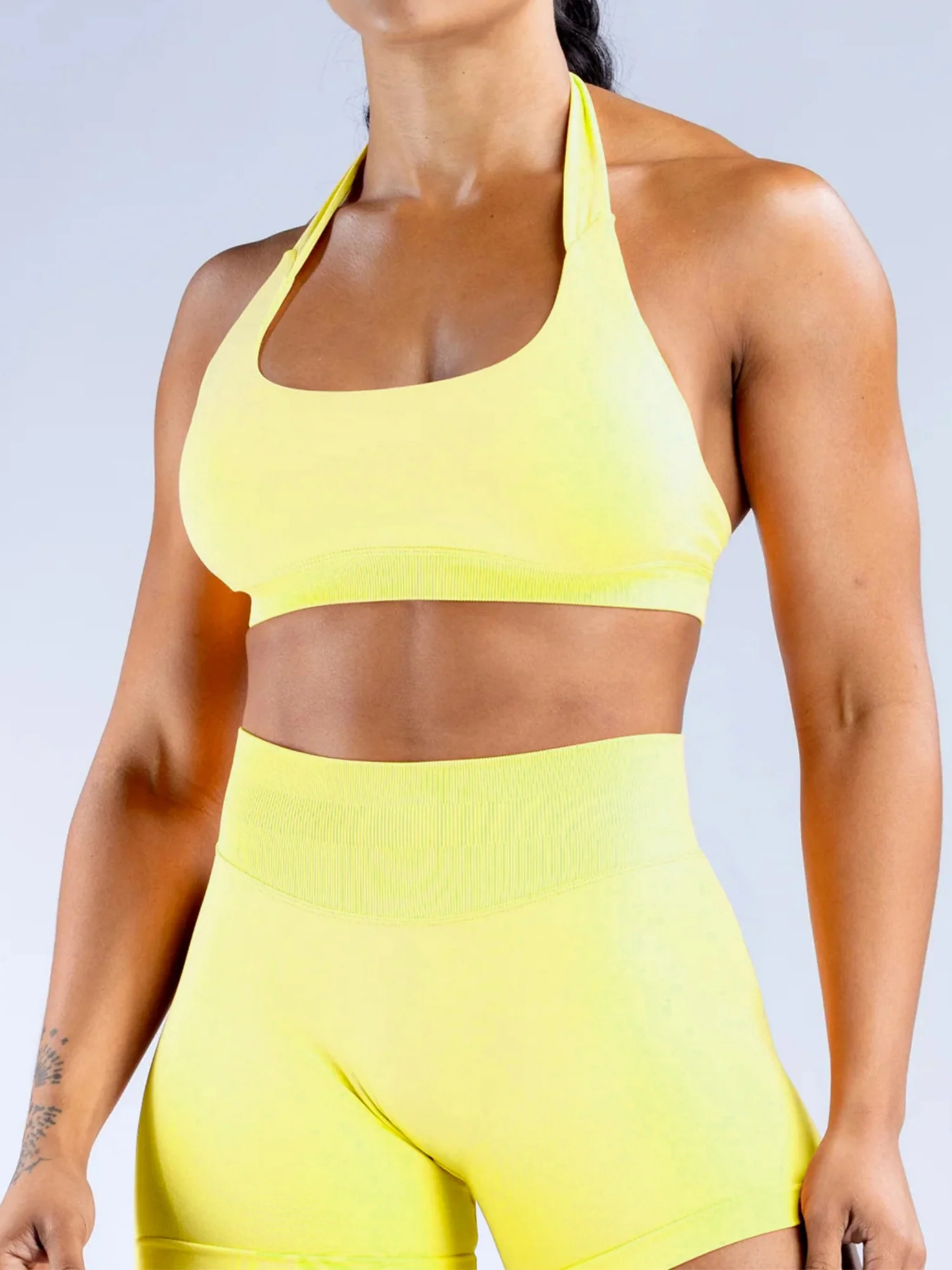 Seamless With Breast Pads Pleated Exercise Yoga Halter Bra Vest - Image 30