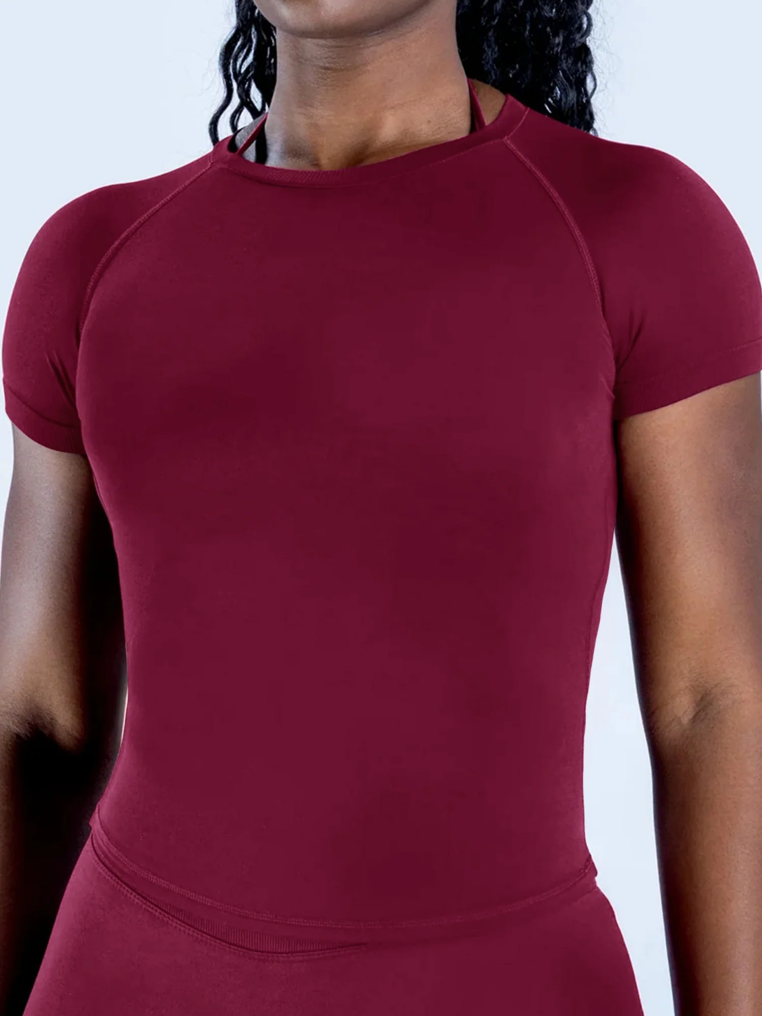 Seamless Quick-drying Moisture-wicking Exercise And Fitness Yoga Short-sleeved T-shirt - Image 15