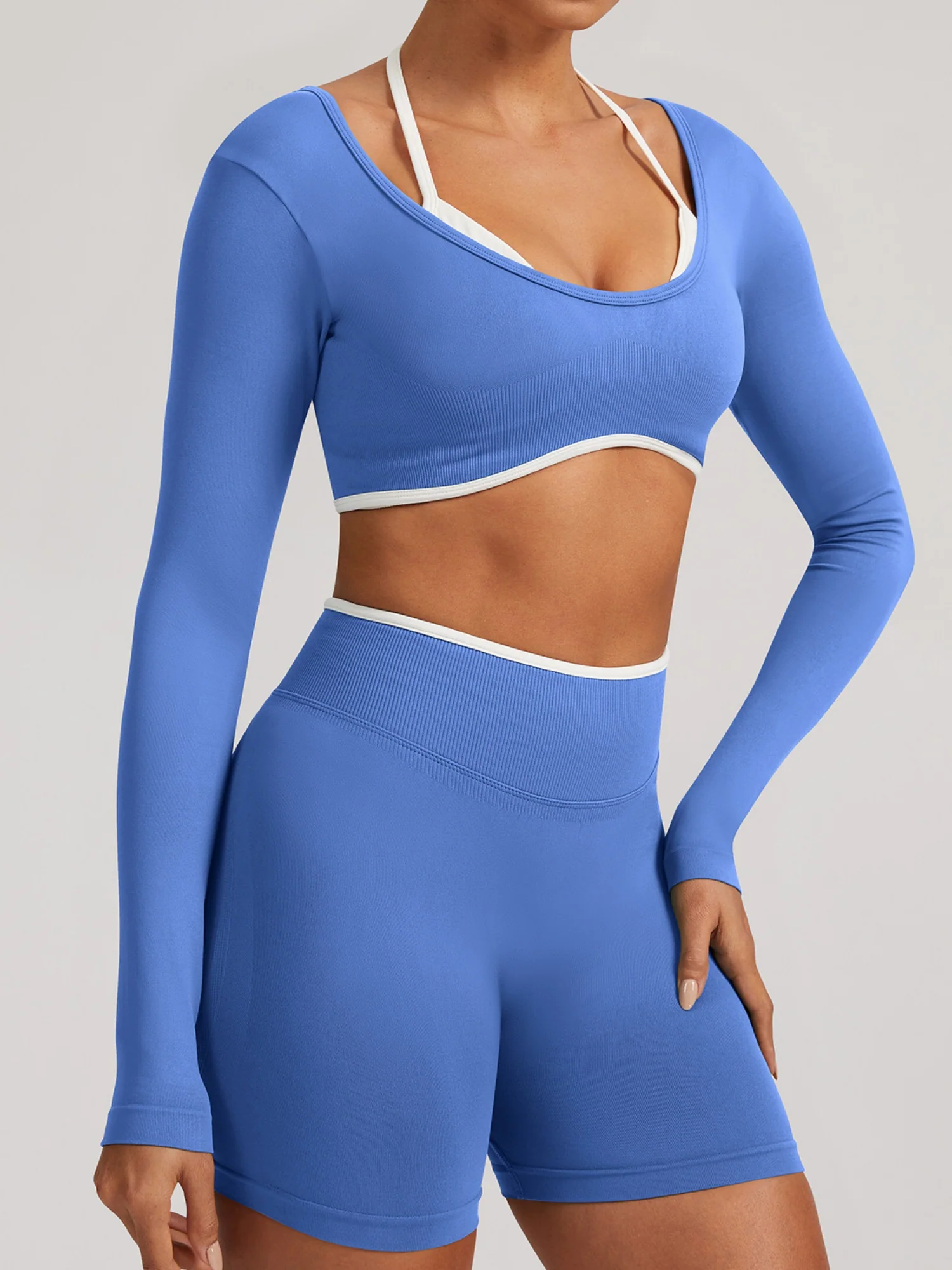 Seamless Faux Two-Piece Exercise And Fitness Yoga Long-sleeved Top - Image 11
