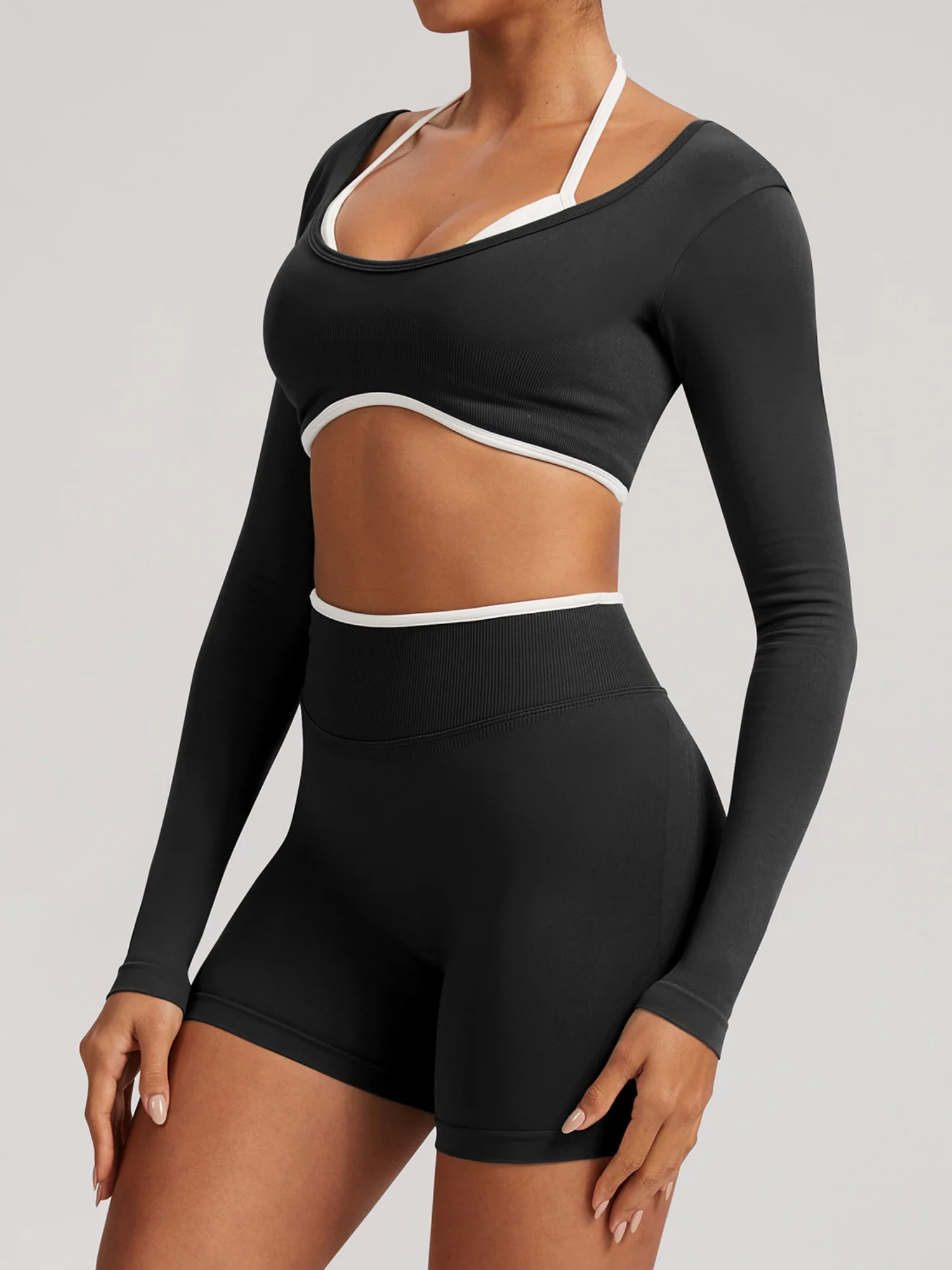 Seamless Faux Two-Piece Exercise And Fitness Yoga Long-sleeved Top - Image 5