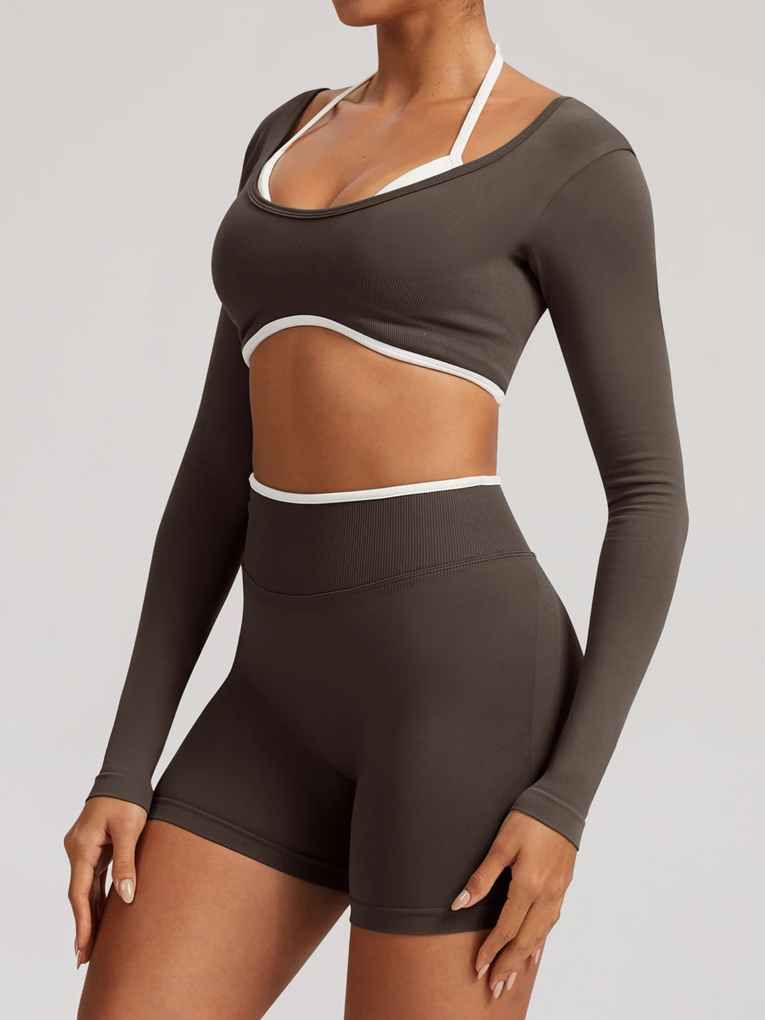 Seamless Faux Two-Piece Exercise And Fitness Yoga Long-sleeved Top - Image 6
