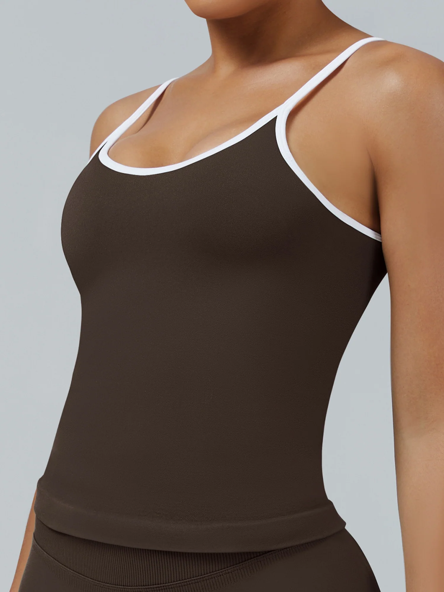 Color-blocked With Breast Pads Exercise Yoga Halter Top - Image 7