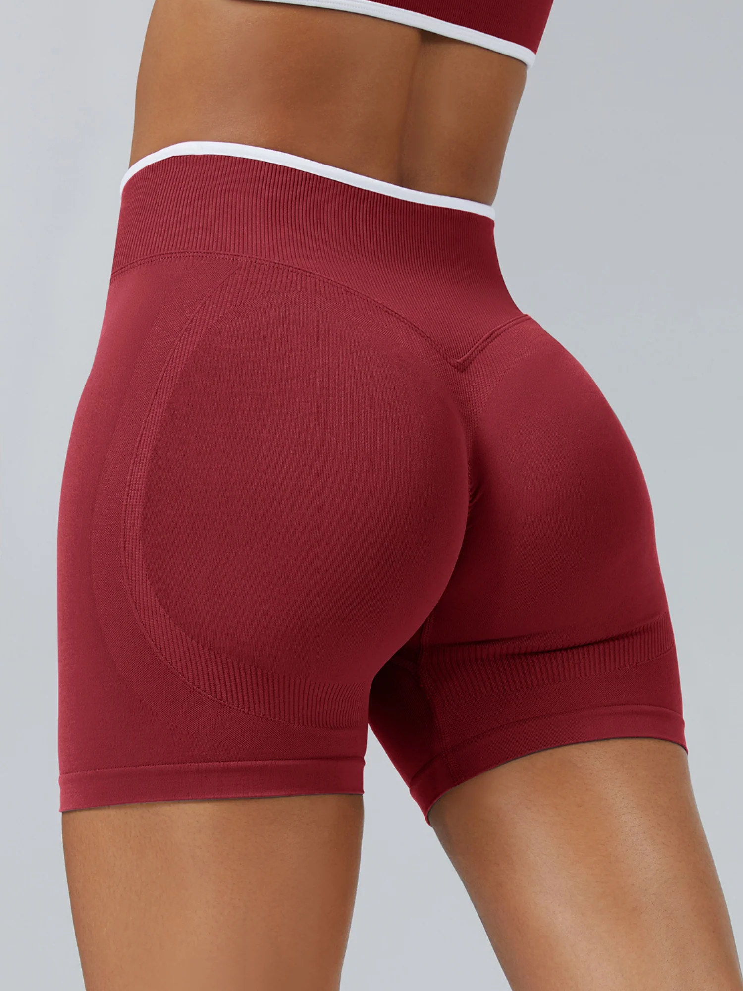 Color Matching Seamless High-waisted Hip Lift Exercise Yoga Shorts
