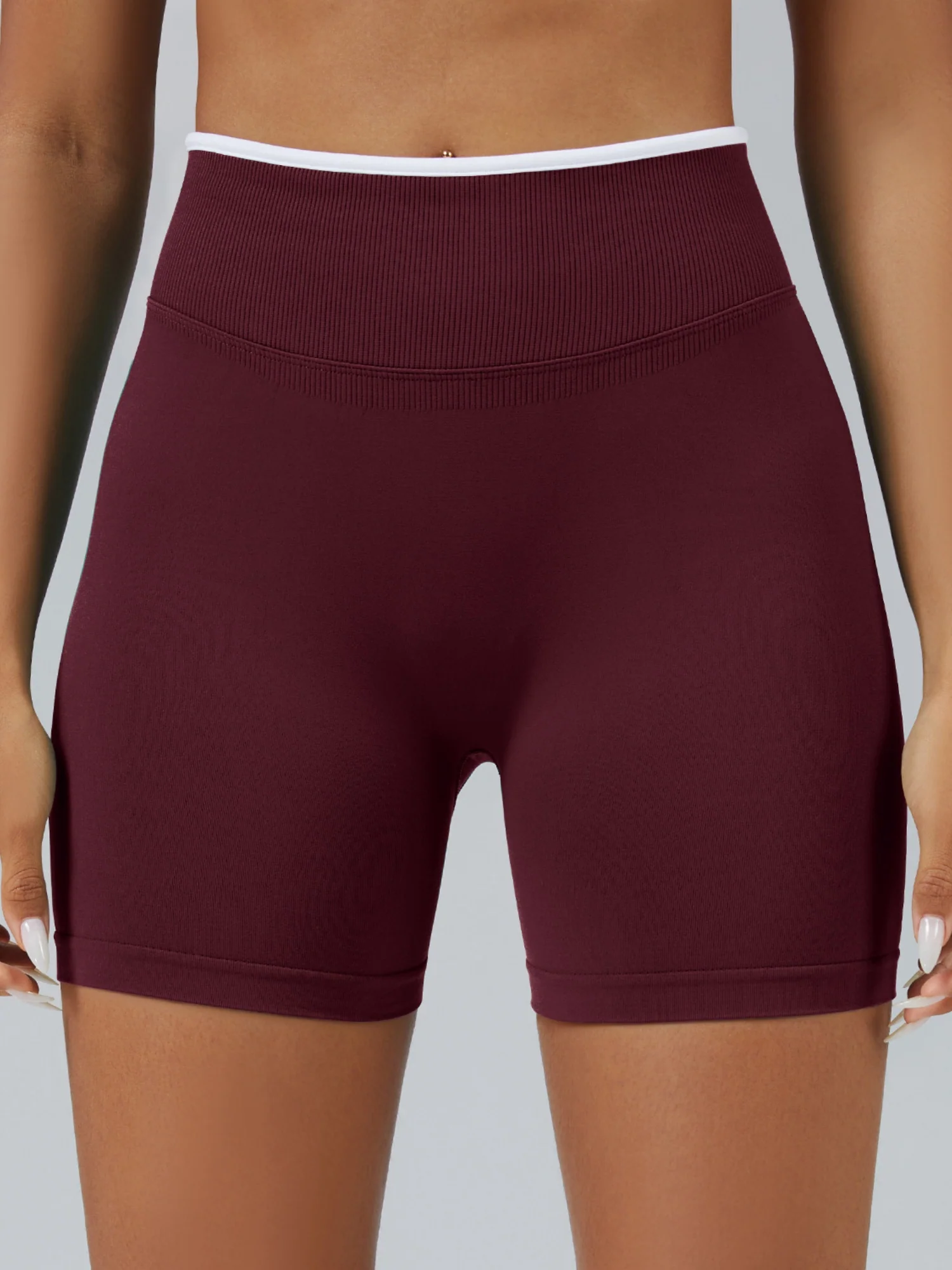 Color Matching Seamless High-waisted Hip Lift Exercise Yoga Shorts - Image 11