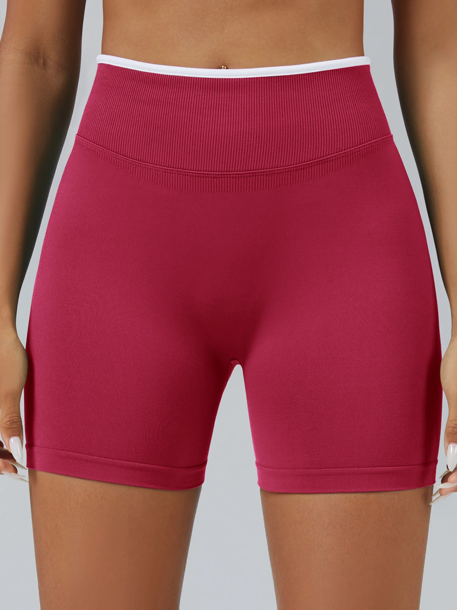 Color Matching Seamless High-waisted Hip Lift Exercise Yoga Shorts - Image 18